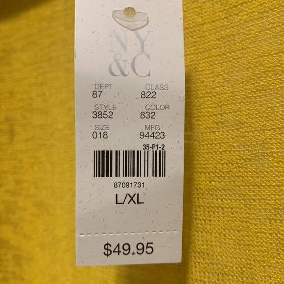 New York and Company Yellow Kimono Style - New With Tags Size L/XL - Picture 4 of 4